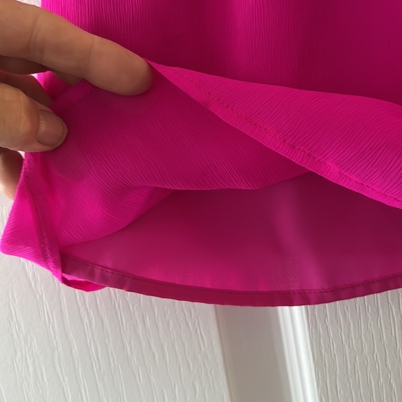 NWOT J Crew 100% silk fuscia pink sleeveless pleated ruffle round neck blouse - Picture 5 of 9